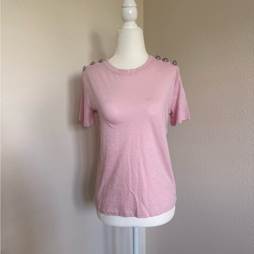 Express Light Pink Button-Shoulder Tee